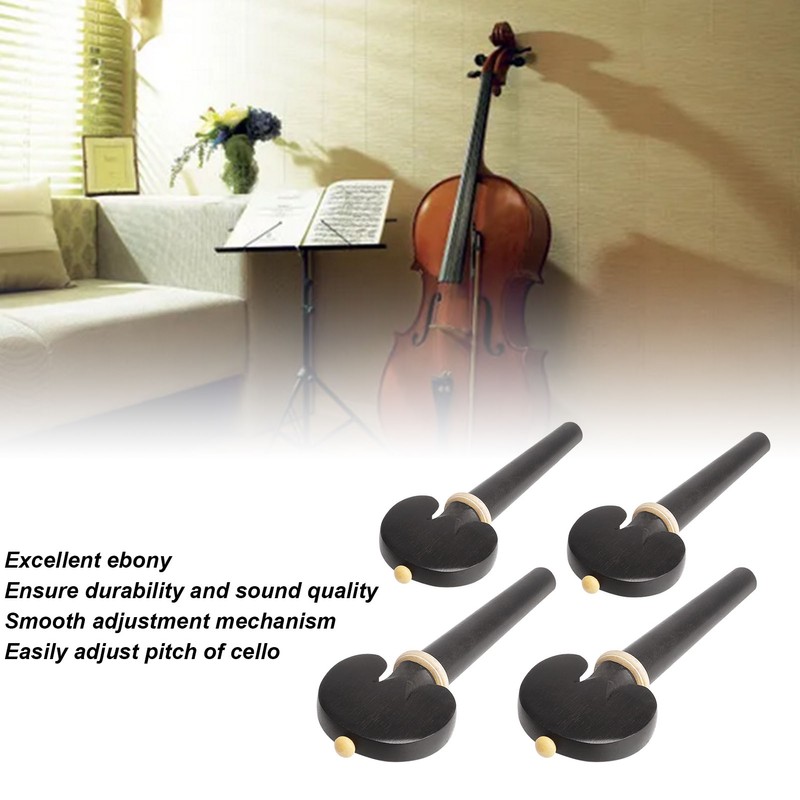 4Pcs Cello Tuning Pegs Smooth Fine Adjustment Ebony Wood Orchestral