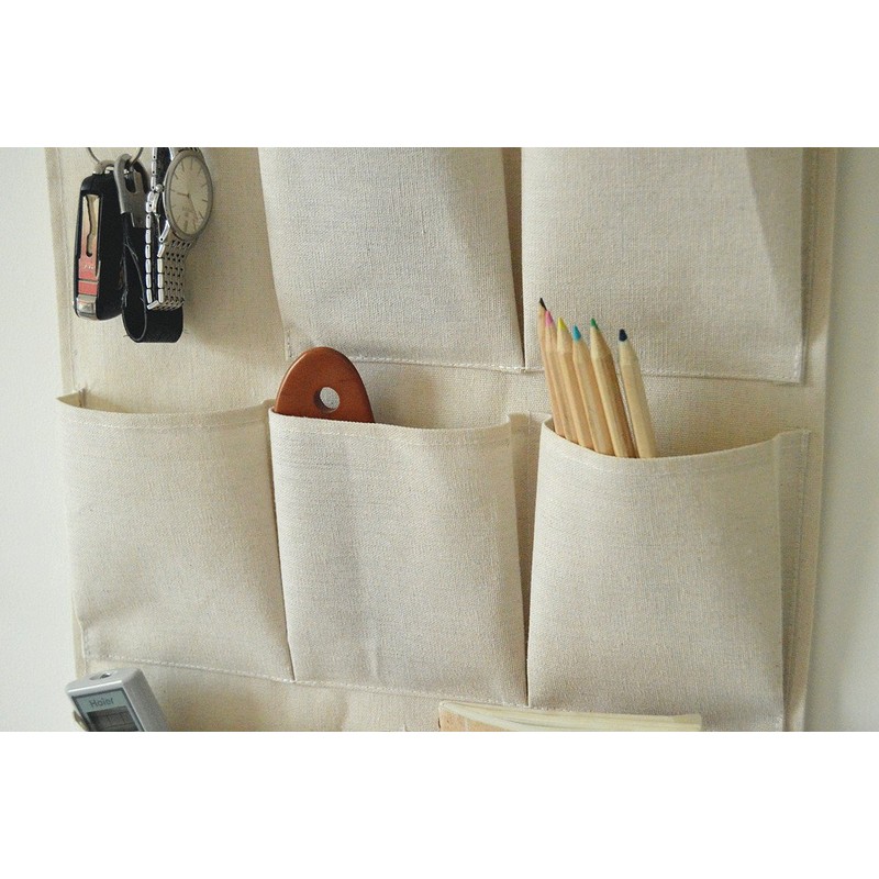 CaLeQi Linen/Cotton Fabric Wall Door Closet Hanging Storage Bag Case