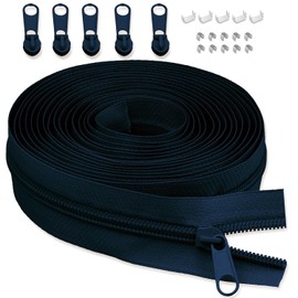 Nastro con cerniera in nylon #5 per cucito: LHZHLE rotolo continuo da 4 iarde di cerniere lunghe blu navy per tappezzeria