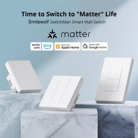 Smilewolf M5 Matter 120 Type SwitchMan Smart Wall Switch Supports eWeLink-Remote Control Works with Apple Home Alexa Google Home (Z-M5-120-1CW)