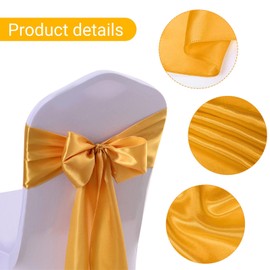 20 PCS Satin Chair Sashes Bows,Gold Sateen Dining Chair Bows Ribbon Ties Back Sash,Universal Chair Cover for Wedding Reception Restaurant Banquet,Party Supplies,Hotel Event Decorations(7 x 108 Inch)