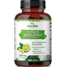 Zazzee Extra Strength Citrus Bergamot 25:1 Extract, 1200 mg, 40% Polyphenolic Fl