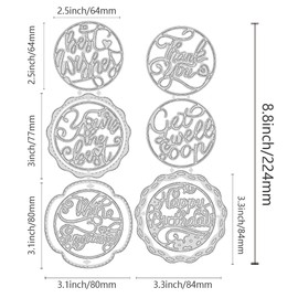 ORIGACH 9 Pcs Words and Round Lace Flower Border Metal Cutting Dies Circle Sentiments and Frame Die Cuts Embossing Stencil Template for Card Making and DIY Scrapbooking