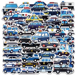 100 Pcs Police Car Stickers Decals Waterproof Vinyl Sticker Suitable for Water Bottles,Laptop,Luggage,Teens Adults,Keyboards,Backpacks,Skateboards,Helmet,Water Bottles,Scrapbooks,Car Sticker for Kids