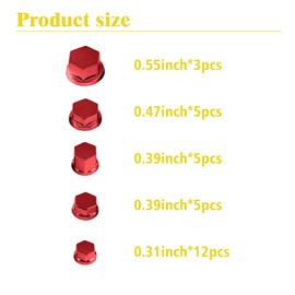 ZKFAR 30 PCS Motorcycle Modification Screw Cap Covers, 4 Sizes Waterproof Durable Metal Scooter Hexagon Nut Decoration Accessories, Universal Vehicle Engine Bolt Cap Covers Replacements (Red)