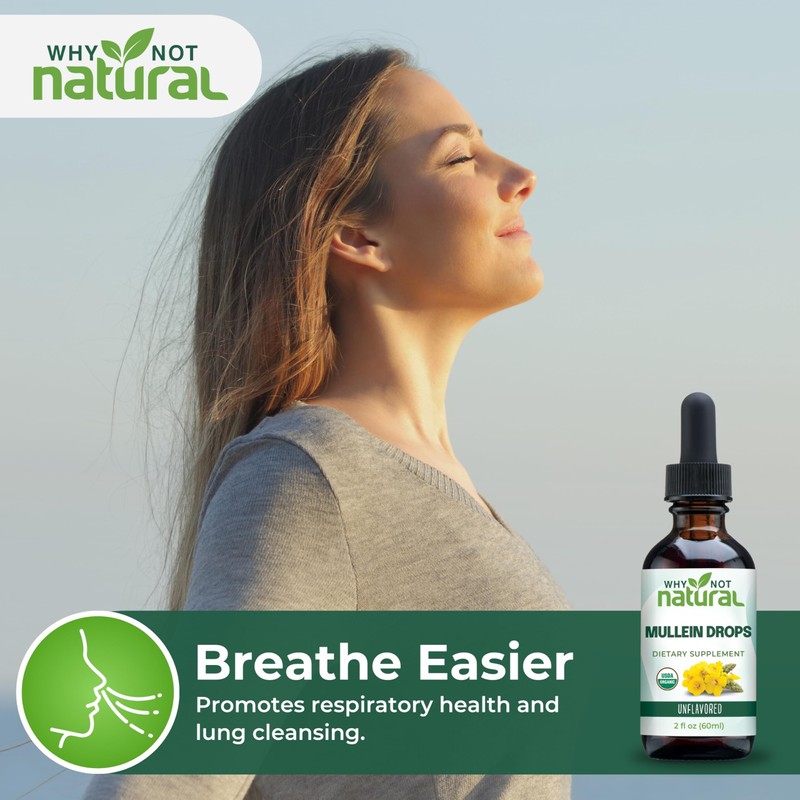 USDA Organic Mullein Drops for Lungs - Leaf Extract Tincture