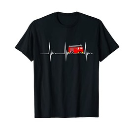 Firetruck Heartbeat Fire Engine Truck EKG Pulseline T-Shirt