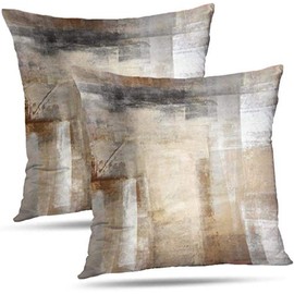 ONELZ Abstract Art Throw Pillow Covers, Brown and Beige Abstract Art Painting Double-Sided Cushion Cover 20 x 20 Decorative Home Gift Bed Pillowcase, Abstract Art 12