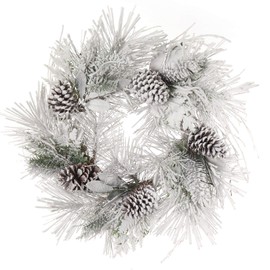 Larksilk 24" Snow Covered Pine Wreath, Huge Cones, Front Door Wreath, Xmas Décor, Holiday Décor, Indoor/Outdoor Artificial Wreath