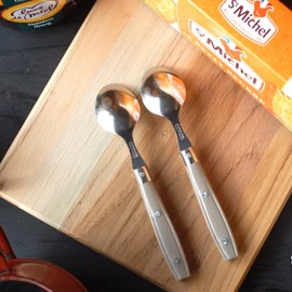 Bistro Cutlery, Cafe Spoon, Filet Collection, Made in France, Set of 2 (NERON Taupe), Tea Spoon, Dishwasher Safe, Taupe