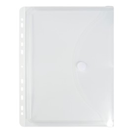 Elba Pack of 10 Envelope Document Sleeves Perforated A4 Transparent Polypropylene Velcro Fastening