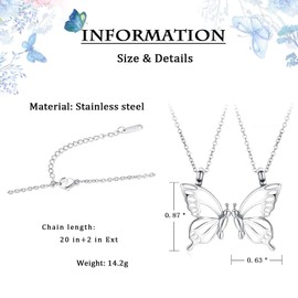 QGJNSGC Pack of 2 Butterfly Urn Necklaces for Ashes for Women Girls Stainless Steel Pendant Cremation Keepsake Jewellery Memorial Gifts, Gemstone