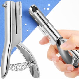 Chumia 1 Pcs Heavy Duty Hole Punch 2" Long Reach 1/8 Inch Paper Single One Hole Puncher Deep Throat Reduced Effort Hand Held Alloy Punch for ID PVC Cards 5 Inch Tall 25 Sheet Capacity