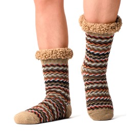 The Metluks Men's Slipper Socks with Non-Slip Grippers, Thermal Fuzzy Warm Sherpa Lining, Winter Cozy Christmas Gifts