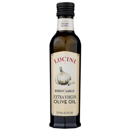 Lucini Italia Robust Garlic Extra Virgin Olive Oil - EVOO Infused with Fresh Garlic - Olive Oil for Marinade, Grilling, Roasting - Non-GMO Verified, Whole30 Approved, Kosher, 250mL (Pack of 2)
