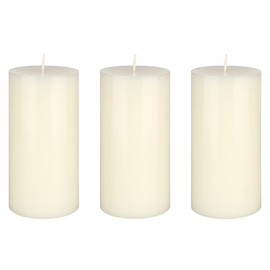 Mega Candles 3 pcs Unscented Solid Ivory Pillar Candles, Hand Poured Premium Wax Candle 3 Inch x 6 Inch, Home Décor, Spas, Weddings, Celebrations, Party, Centerpieces, Holidays, Vigils, Prayers