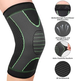 Yasdyri Knee Support Sports Knee Brace Osteoarthritis for Men Women Pack of 2 for Meniscus Tear, Arthritis, ACL, Sports, Fitness (Green, L)