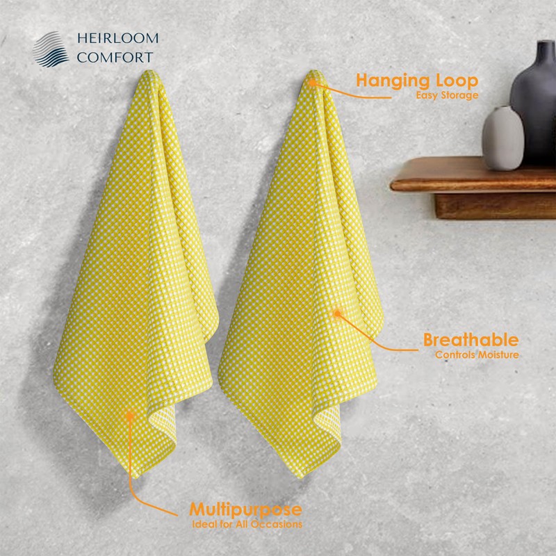 HEIRLOOM COMFORT 100% Cotton Waffle Kitchen Towels - Pack of