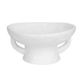 saiguomi Decorative Bowl, Ceramic Fruit Bowl for Kitchen Counter, Large 8.2 Inch Decorative Bowls with Handle, White Modern Pedestal Bowl for Key, Fruit, Candy, Place in Entryway & Table Centerpiece