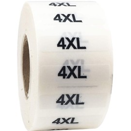 Clear 4XL Clothing Size Strip Stickers | 32 mm x 127 mm 1.25 x 5" Inches Wide | 125 Pack