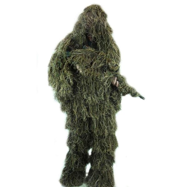Arcturus Ghost Ghillie Suit: Woodland Camo | Double-Stitched Design with Adjustable Hood and Waist | Camo Hunting Clothes for Men, Military, Sniper, Airsoft and Hunting (Woodland, Regular)