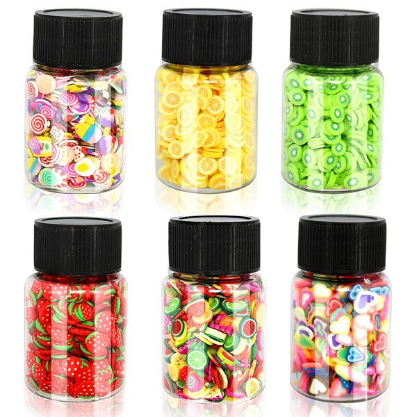Yeelua Nail Fruit Slices, Mini 3D Fruit Fimo Slices Decorations, Polymer Nail Slices Resin Charms Slime Accessories for Nail Art and Face Decor, 6 Styles