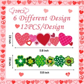 Haooryx 72Pc Valentine's Day Bulletin Board Border Set St. Patrick's Day Easter Festival Border Trim Blackboard Scalloped Border Sticker for Valentine Party Home School Classroom Whiteboard Wall Decor