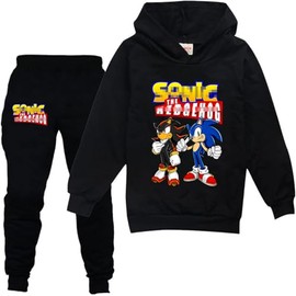 Kids Pullover Hoodies and Sweatpants 2 Piece Tracksuit Jogging Pants Sweatshirt Set for Boys Girls, Black, 7-8 Years