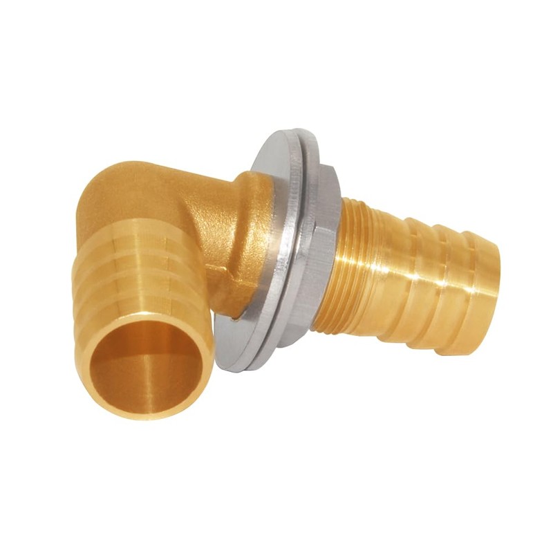 Uenede 2PCS Solid Brass 90 Elbow Barb Bulkhead Fitting 1/2"OD