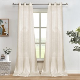 Melodieux 2 Panel Voile Sheer Curtains - Semi Sheer Privacy Protects Panels, Rod Pocket Design for Bedroom, Living Room, Window (Beige, 55 x 54 inch drop)