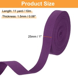 sourcing map Cotton Webbing 1 Inch 11 Yard Polyester Cotton Weave Webbing Strap Twill Tape Ribbon for Arts and Crafts Webbing Tote Bag Handles Cloth Belt Making Outdoor Supplies, Purple