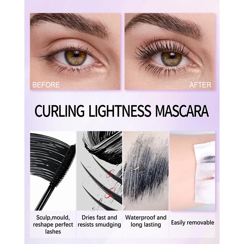 Mascara for Older Women 60 Plus, Black Waterproof Mascara Volume