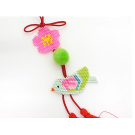 MIYUKI BFK-533 Beads Kit, Made with Shaped Stitching, Hanging Hina Kit, Uguise/Plum