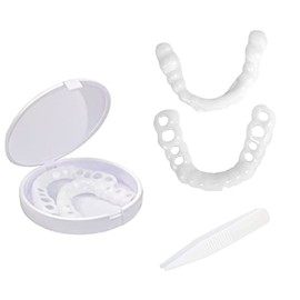 NITAIUN Pack of 2 Veneers Teeth Dentures Instant Veneers Dentures Fake Teeth Upper and Lower Veneers Snap Teeth Comfort Prostheses Teeth Smile Teeth Mini Tweezers (Pack of 2)