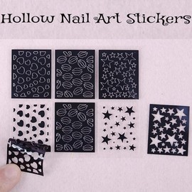 Airbrush Stencils Nail Stickers for Nails, 20 Sheets Heart Butterfly Flower Moon Stars Hollow French Art Sticker Decals Printing Templates Stencil Tool Manicure Tips DIY Decorations (20)