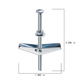 Wensilon (100 pcs) 3/16" Heavy Duty Drywall Anchors and Screws,Toggle Bolts and Wing Nuts Set, Hollow Drywall Anchors Bolts Screws Assortment Kit for Hanging Lamps Heavy Items