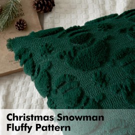 MIULEE Christmas Snowman Pillow Covers 18x18 Inch Dark Green Throw Pillows Set of 2 Decorative Soft Fluffy Pillowcases for Home Decors Couch Sofa Livingroom Bed