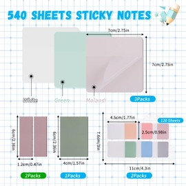 Hoiny Transparent Sticky Notes, Clear Sticky Notes, Waterproof Pastel Sticky Notes, See Through Sticky Notes for School, Office, Home, Page Marker, 540 Sheets