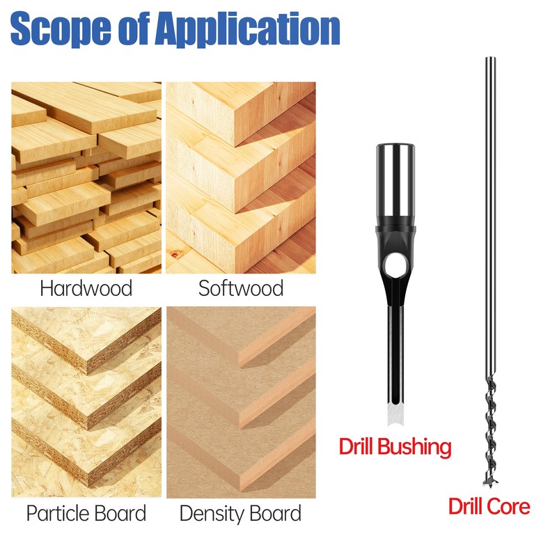 HUHAO 4 Pcs Square Hole Drill Bit Set, HSS Sharp