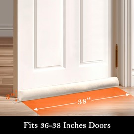 Sunolga 38" Linen Door Draft Stopper Blocks Hot and Cold Air with Removable Washable Cover for Bottom of Door, All-Season Seal for Noise, Wind, Door Sweep for Gaps Up to 3", Home Essentials, Beige
