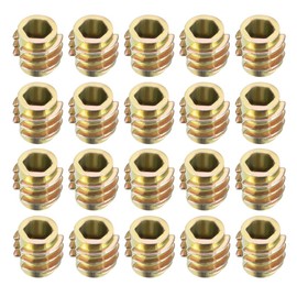 sourcing map Furniture Threaded Insert Nuts Zinc Alloy Hex-Flush M4 Internal Threads 8mm Length 20pcs