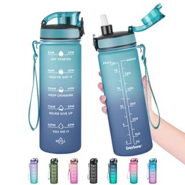 Enerbone 24 oz Water Bottle, Leakproof BPA & Toxic Free, Motivational Water Bottle with Times to Drink and Straw, Fitness Sports Water Bottle with Strap for Office, Gym, Outdoor Sports