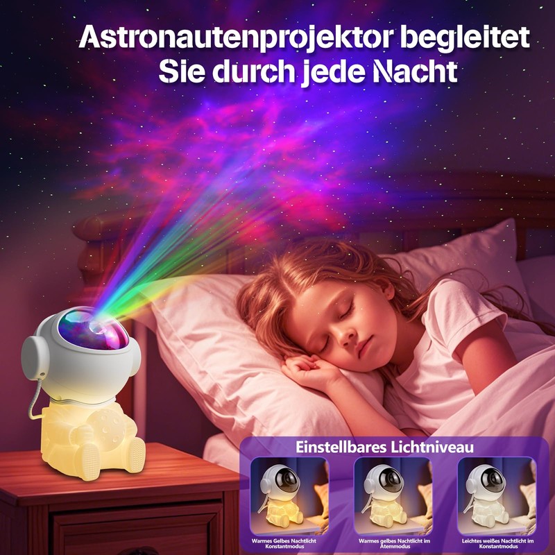 Astronaut Projektor 9 Sternenhimmelmodi, Sternenhimmel Projektor 2 Sternenlichtmodi (per Fernbedienung
