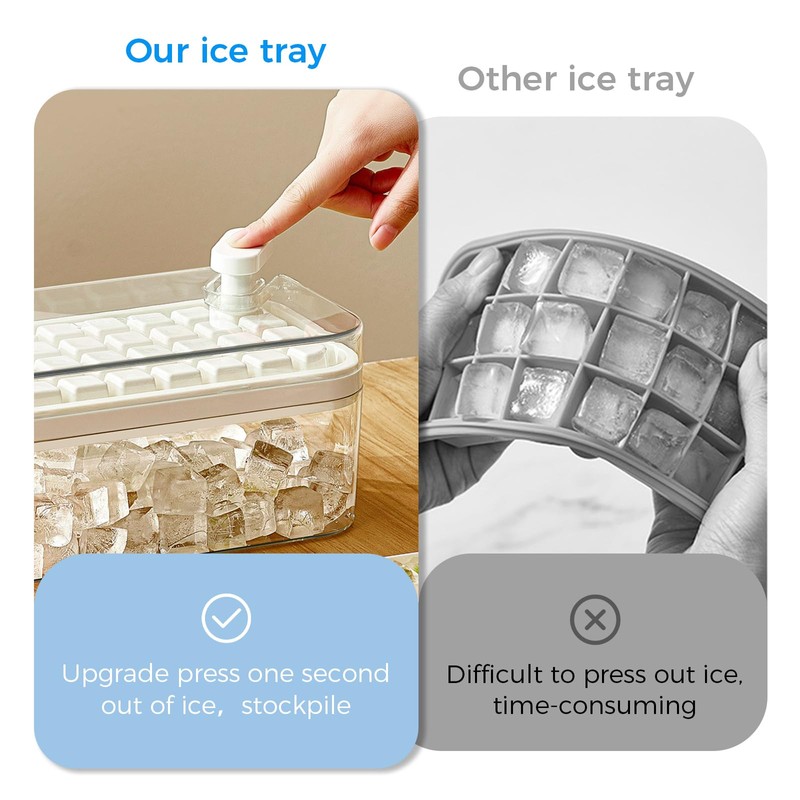 Ice Cube Tray,Food-Grade Ice Cube Moulds with Lid,Release All Ice