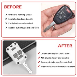 USSKYBOY Design Injection Molded Key Fob Cover Accessories for Jeep Wrangler JK 2007-2018 (white)