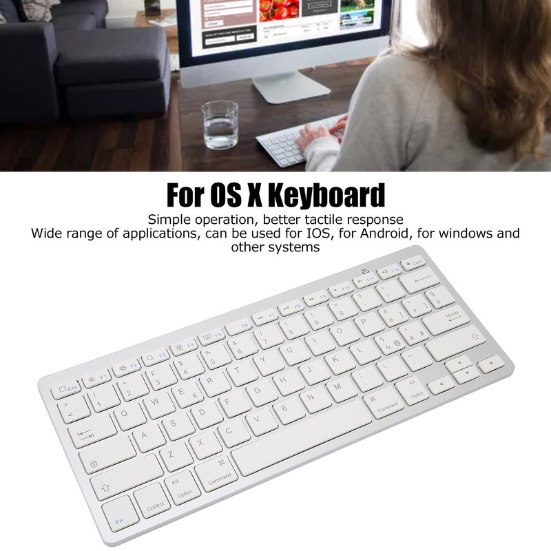 Wireless Keyboard Mini 78 Keys Ultra Thin Portable White Computer