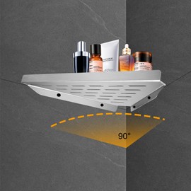 iYueMps 10inch Bathroom Corner Shelf 304 Stainless Steel Corner Shower Caddy for Bathroom, Kitchen,Toilet,No Drilling Wall Mounted (Sliver, 1pcs)