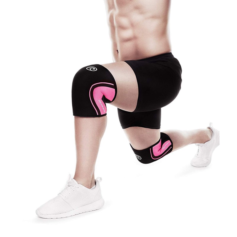 Rehband RX Kniebandage Unisex, mehrfarbig (Schwarz/Pink), XS, 105333-1