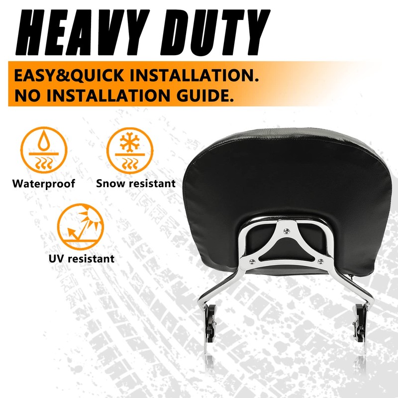 ECOTRIC Detachable Passenger Backrest Sissy Bar Compatible with 2009-2024 Harley