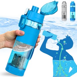 Botella de Filtro de Agua Alcalina Ionizada de 22oz - Para Deporte, Filtra y Mejora Tu Agua, Azul